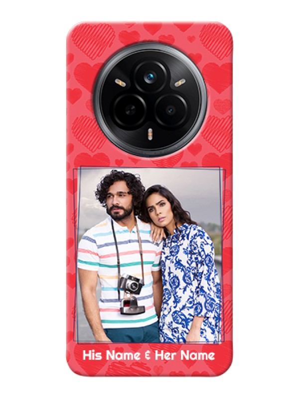 Custom Realme 14 Pro 5G Custom Hard Phone Case - With Red Heart Symbols Design