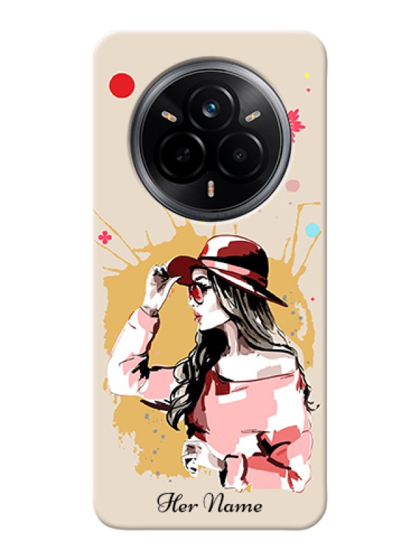 Custom Realme 14 Pro 5G Custom Hard Phone Case - Women With Pink Hat Design