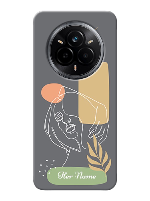 Custom Realme 14 Pro 5G Custom Hard Phone Case - Gazing Woman Line Art Design