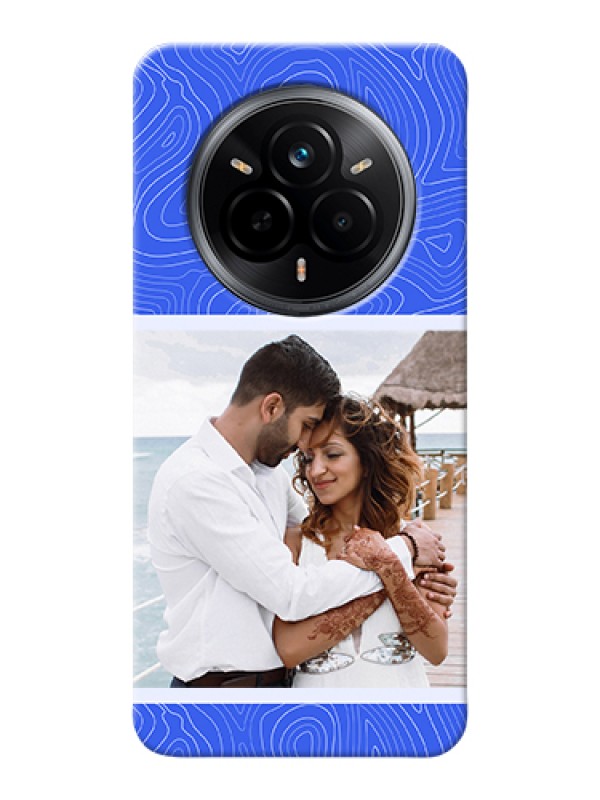 Custom Realme 14 Pro 5G Custom Hard Phone Case - Curved Line Art With Blue And White Design