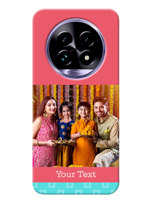 Custom Realme 14 Pro Lite 5G Mobile Back Covers: Peach And Blue Color Design