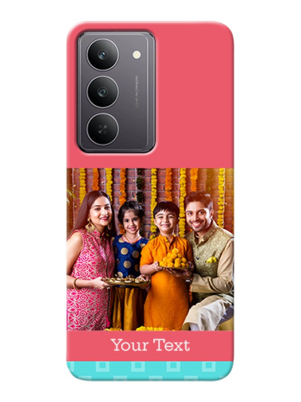 Custom Realme 14x 5G Custom Hard Phone Case - Peach & Blue Color Design