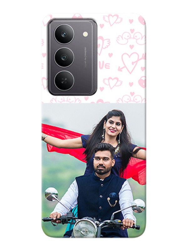 Custom Realme 14x 5G Custom Hard Phone Case - Pink Flying Heart Design