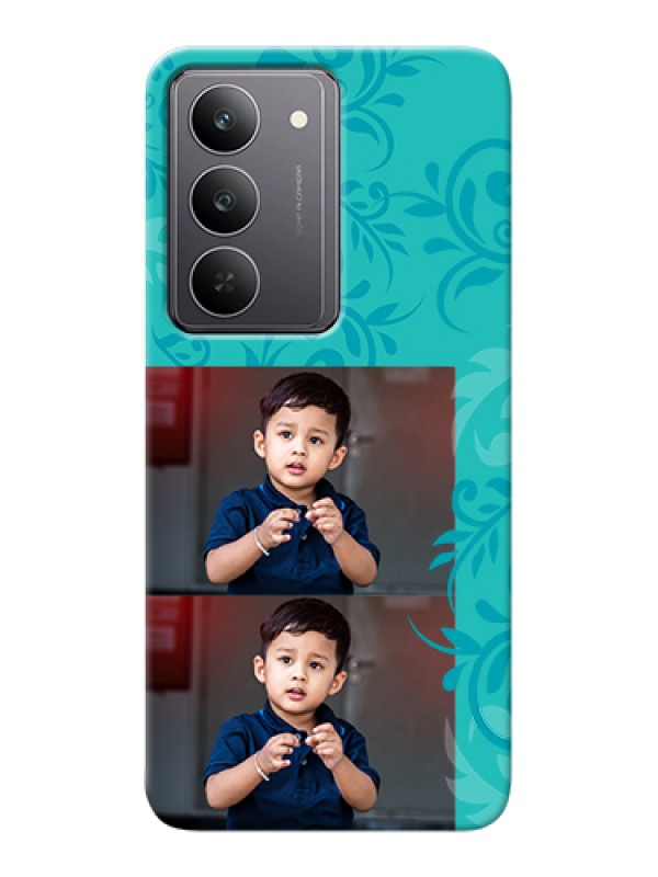 Custom Realme 14x 5G Custom Hard Phone Case - With Photo And Green Floral Design