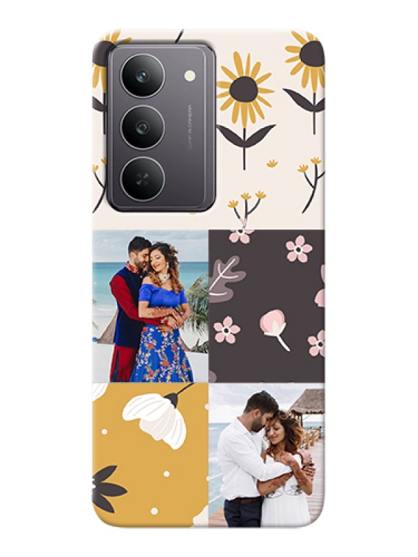 Custom Realme 14x 5G Custom Hard Phone Case - 3 Images With Floral Design