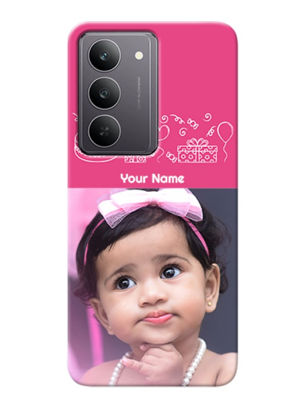 Custom Realme 14x 5G Custom Hard Phone Case - With Birthday Line Art Design