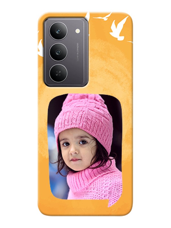 Custom Realme 14x 5G Custom Hard Phone Case - Water Color Design With Bird Icons