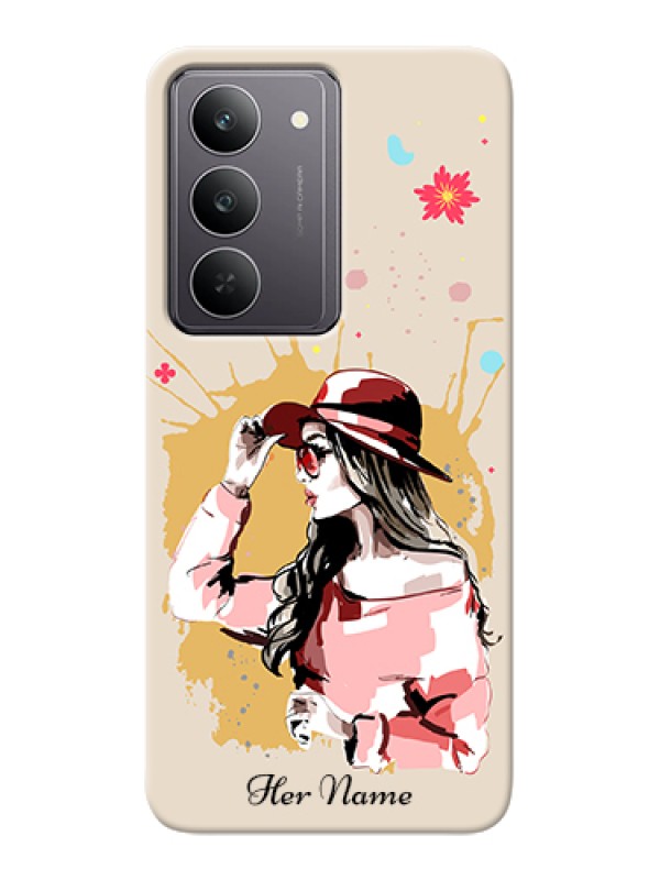 Custom Realme 14x 5G Custom Hard Phone Case - Women With Pink Hat Design