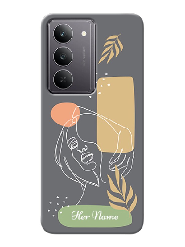 Custom Realme 14x 5G Custom Hard Phone Case - Gazing Woman Line Art Design