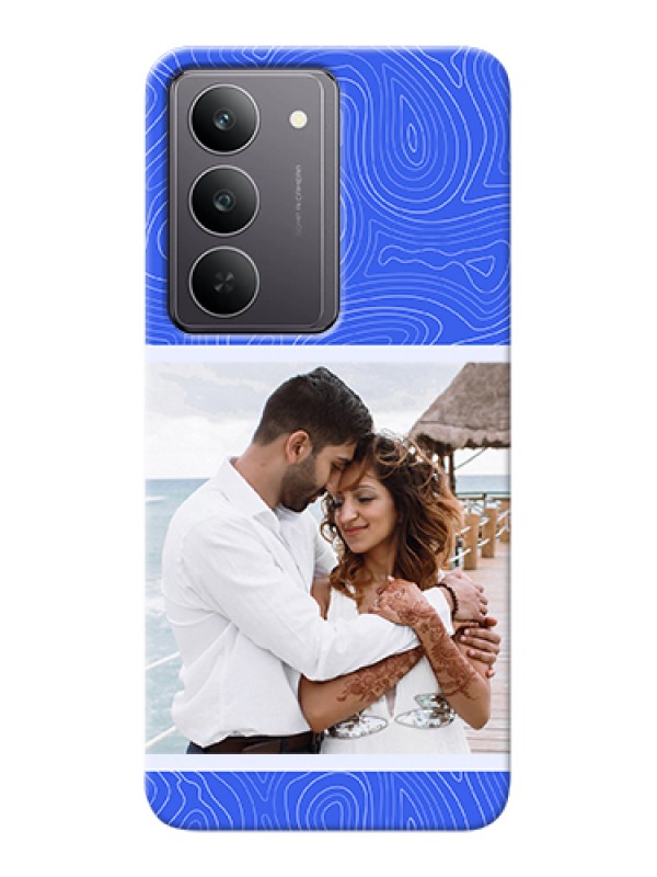 Custom Realme 14x 5G Custom Hard Phone Case - Curved Line Art With Blue And White Design