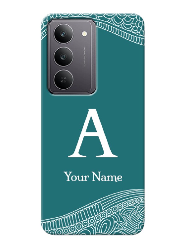 Custom Realme 14x 5G Custom Hard Phone Case - Line Art Pattern With Custom Name Design