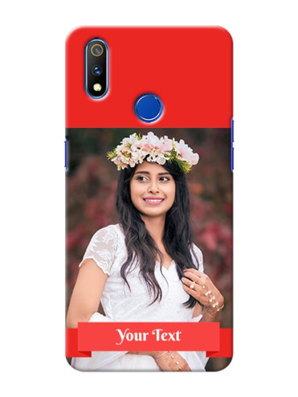 Custom Realme 3 Pro Personalised mobile covers: Simple Red Color Design