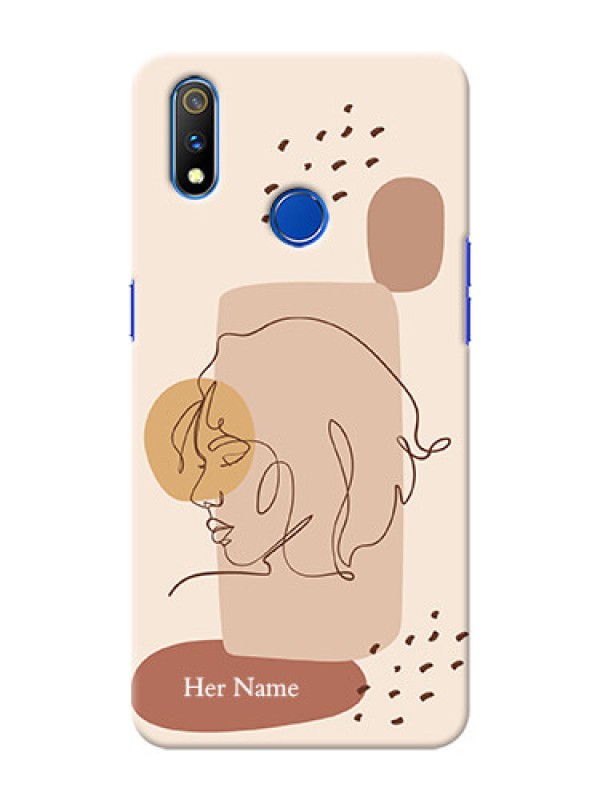 Custom Realme 3 Pro Custom Phone Covers: Calm Woman line art Design