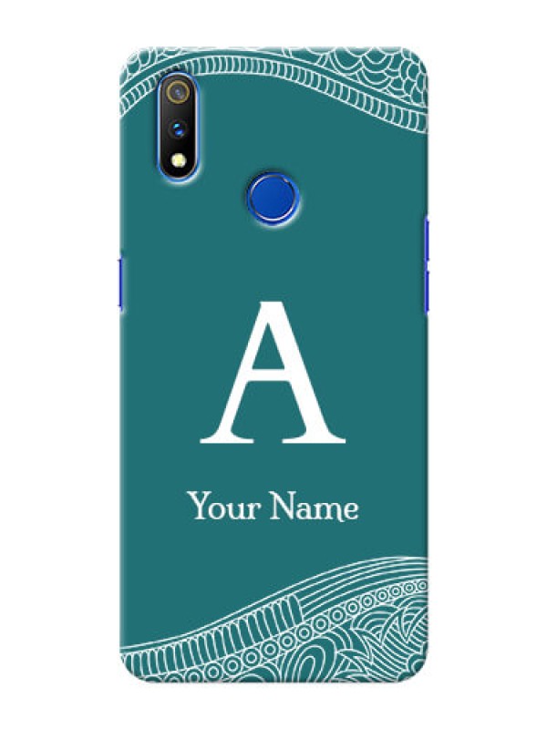 Custom Realme 3 Pro Mobile Back Covers: line art pattern with custom name Design