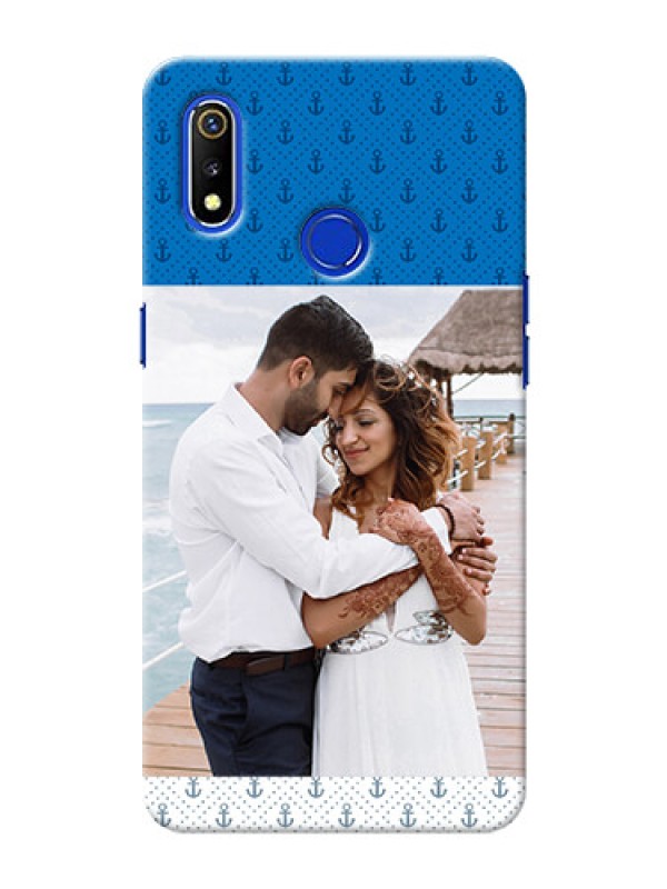 Custom Realme 3 Mobile Phone Covers: Blue Anchors Design
