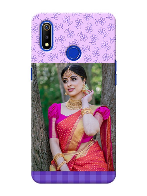 Custom Realme 3 Mobile Cases: Purple Floral Design