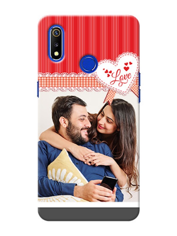 Custom Realme 3 phone cases online: Red Love Pattern Design