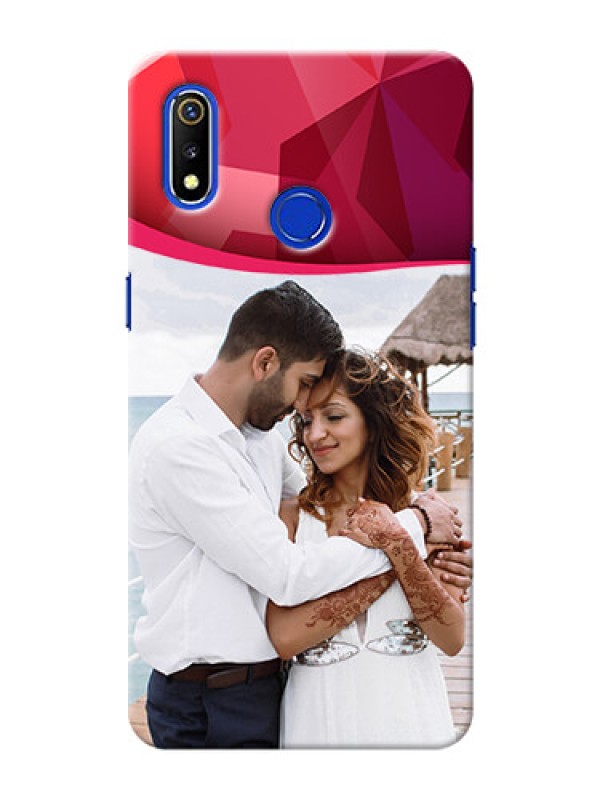 Custom Realme 3 custom mobile back covers: Red Abstract Design