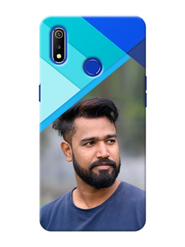 Custom Realme 3 Phone Cases Online: Blue Abstract Cover Design