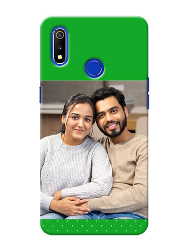 Custom Realme 3 Personalised mobile covers: Green Pattern Design