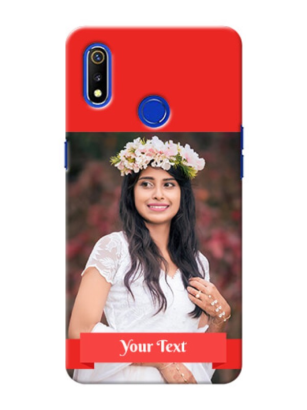 Custom Realme 3 Personalised mobile covers: Simple Red Color Design