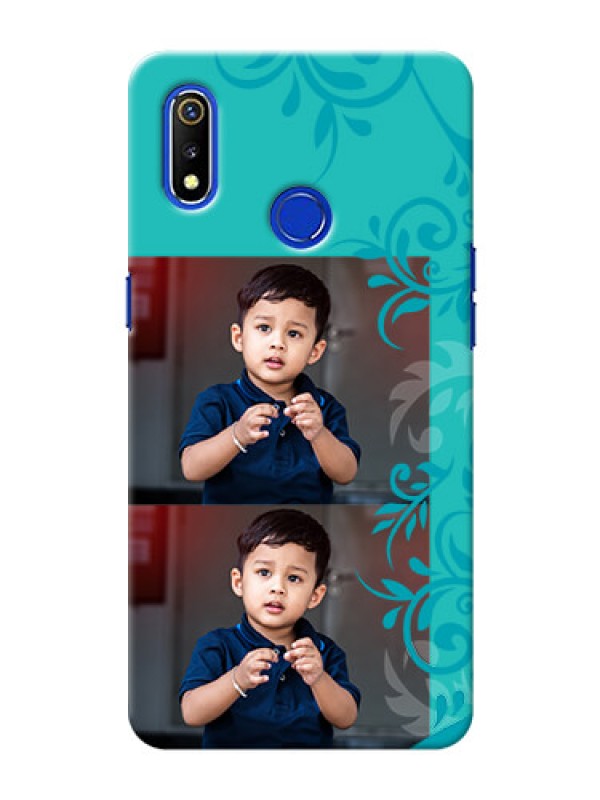 Custom Realme 3 Mobile Cases with Photo and Green Floral Design 