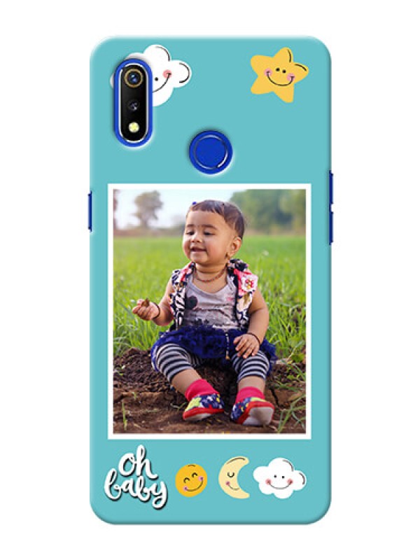 Custom Realme 3 Personalised Phone Cases: Smiley Kids Stars Design