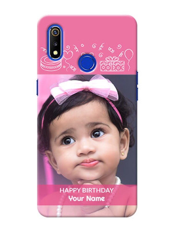 Custom Realme 3 Custom Mobile Cover with Birthday Line Art Design