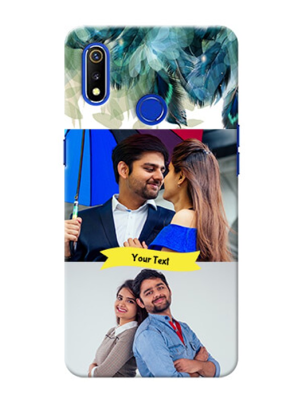 Custom Realme 3 Phone Cases: Image with Boho Peacock Feather Design
