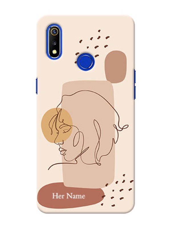 Custom Realme 3I Custom Phone Covers: Calm Woman line art Design