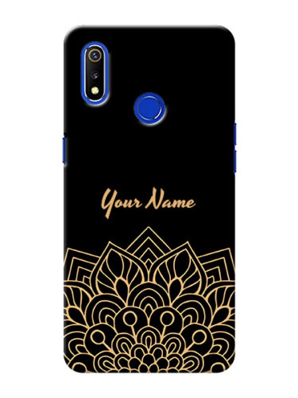 Custom Realme 3I Back Covers: Golden mandala Design