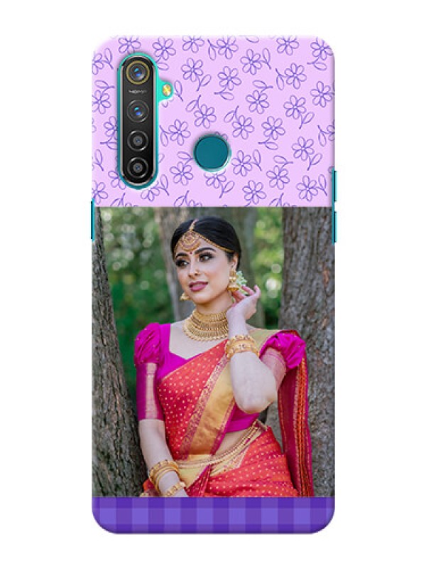 Custom Realme 5 Pro Mobile Cases: Purple Floral Design