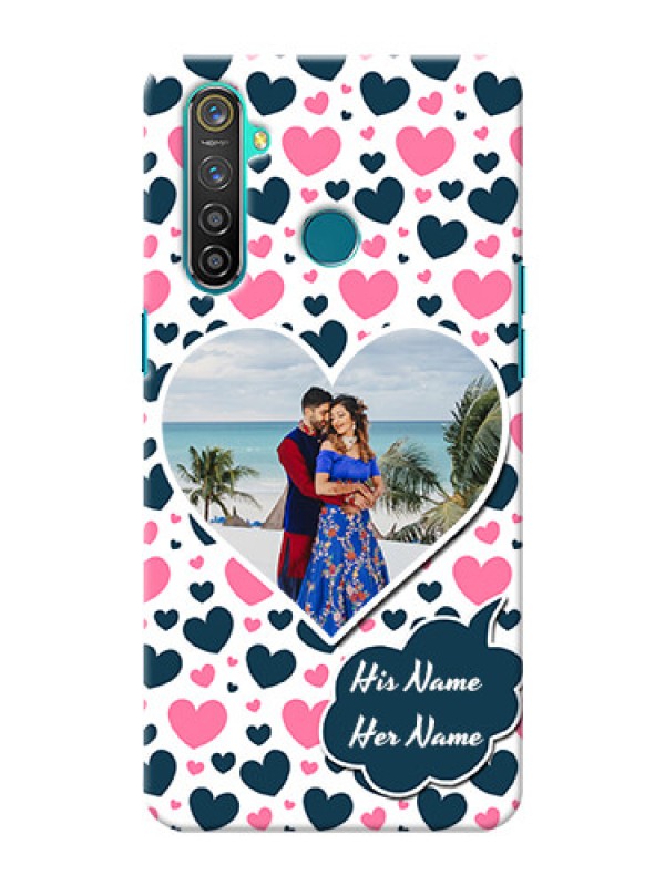Custom Realme 5 Pro Mobile Covers Online: Pink & Blue Heart Design