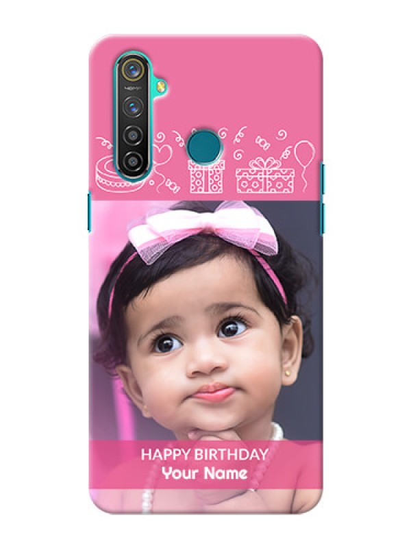 Custom Realme 5 Pro Custom Mobile Cover with Birthday Line Art Design