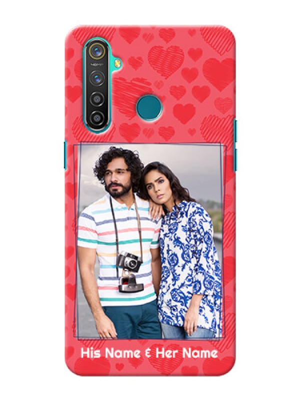 Custom Realme 5 Pro Mobile Back Covers: with Red Heart Symbols Design