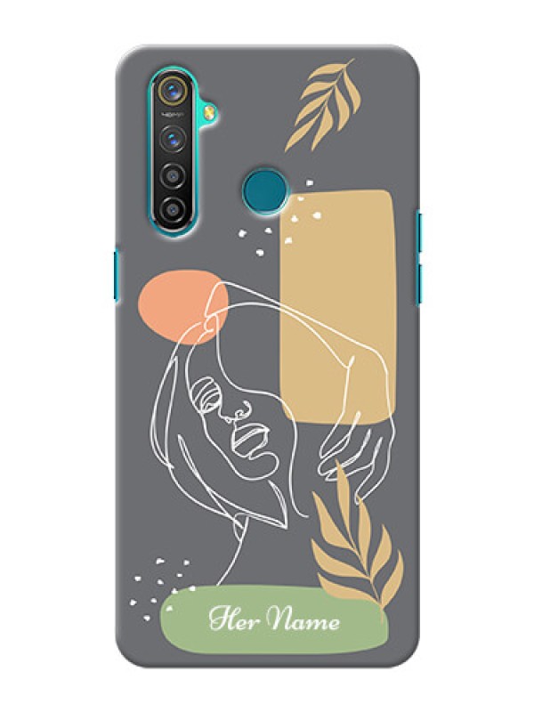 Custom Realme 5 Pro Phone Back Covers: Gazing Woman line art Design