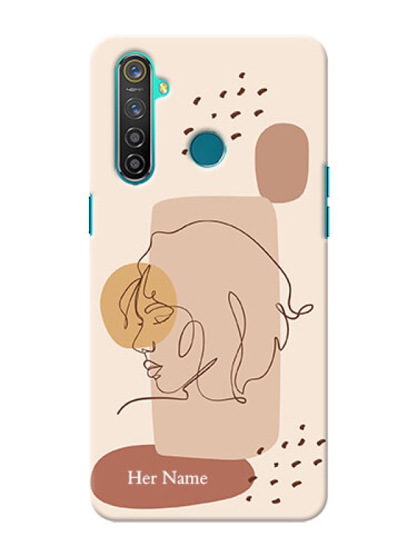 Custom Realme 5 Pro Custom Phone Covers: Calm Woman line art Design