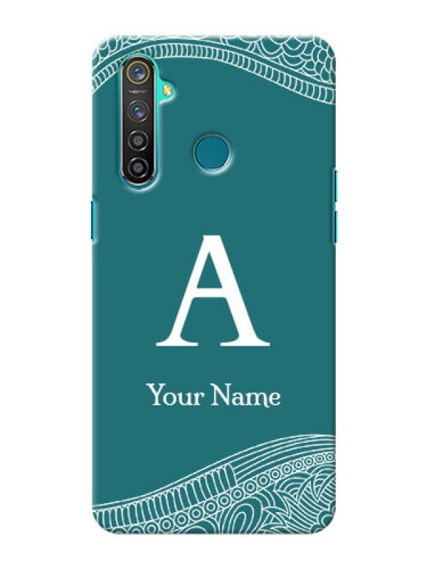 Custom Realme 5 Pro Mobile Back Covers: line art pattern with custom name Design