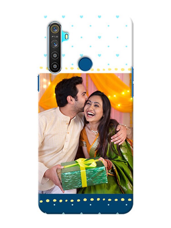 Custom Realme 5 Phone Covers: White and Blue Abstract Design