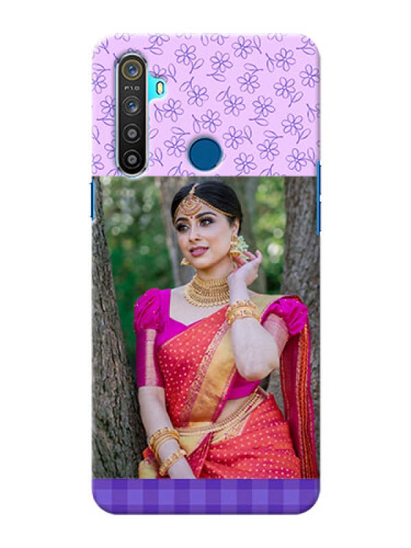 Custom Realme 5 Mobile Cases: Purple Floral Design