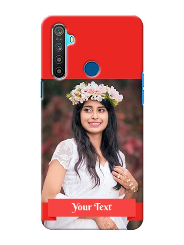 Custom Realme 5 Personalised mobile covers: Simple Red Color Design