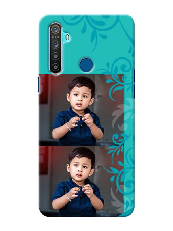 Custom Realme 5 Mobile Cases with Photo and Green Floral Design 