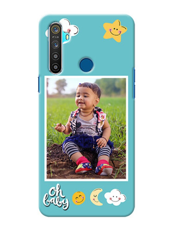 Custom Realme 5 Personalised Phone Cases: Smiley Kids Stars Design