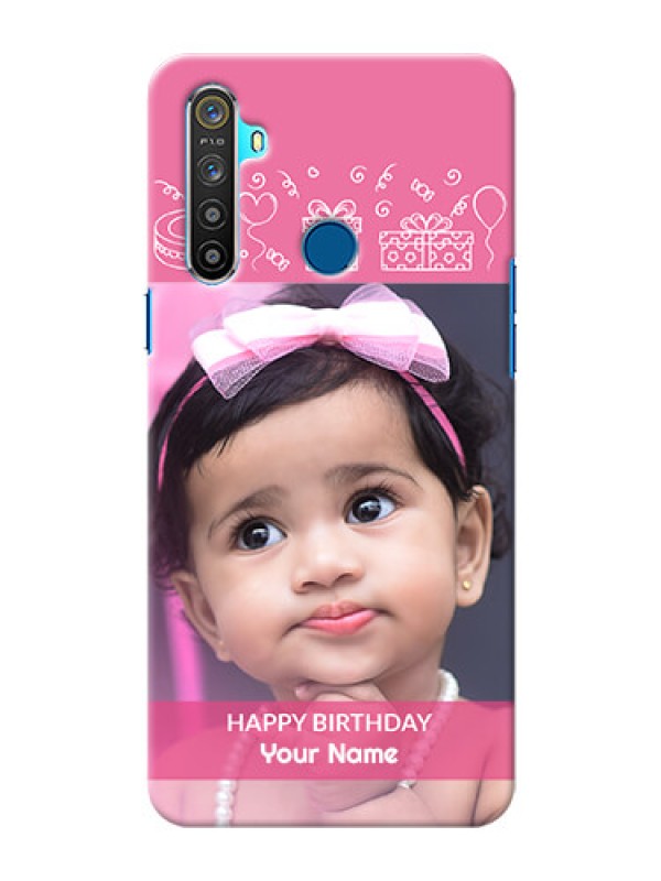 Custom Realme 5 Custom Mobile Cover with Birthday Line Art Design