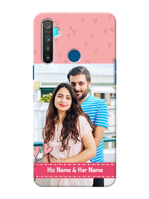 Custom Realme 5 phone back covers: Love Design Peach Color