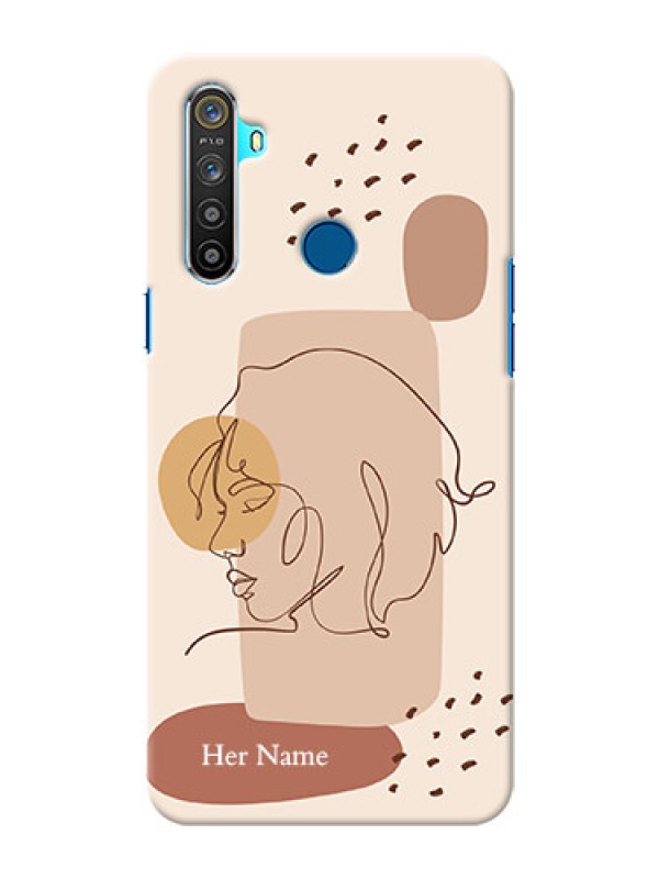 Custom Realme 5 Custom Phone Covers: Calm Woman line art Design