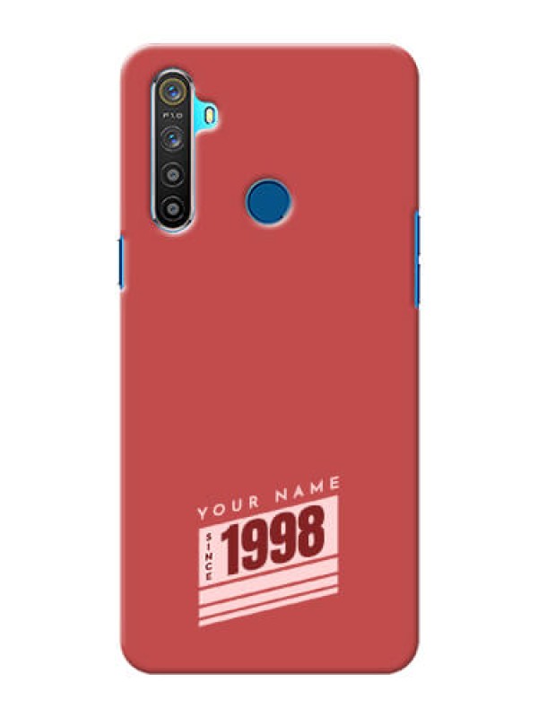 Custom Realme 5 Phone Back Covers: Red custom year of birth Design