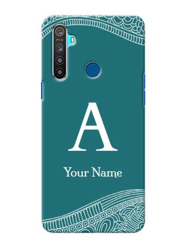 Custom Realme 5I Mobile Back Covers: line art pattern with custom name Design