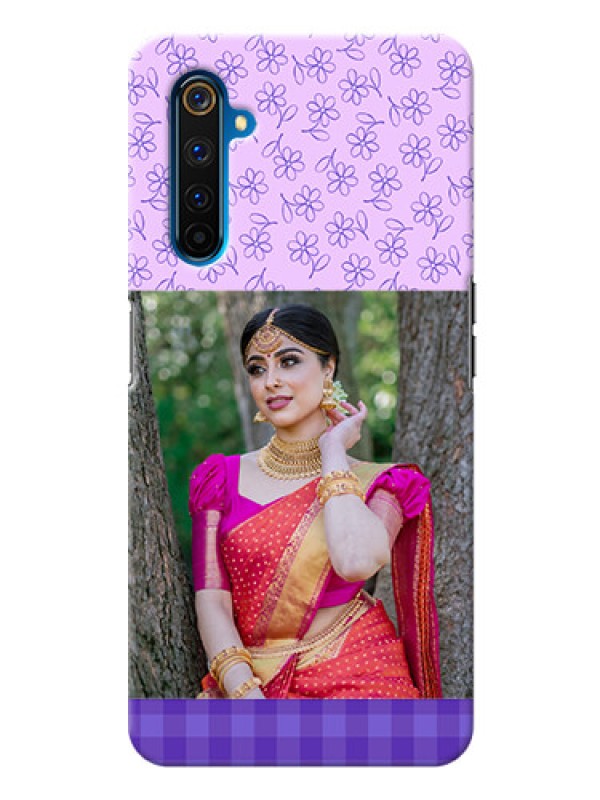 Custom Realme 6 Pro Mobile Cases: Purple Floral Design