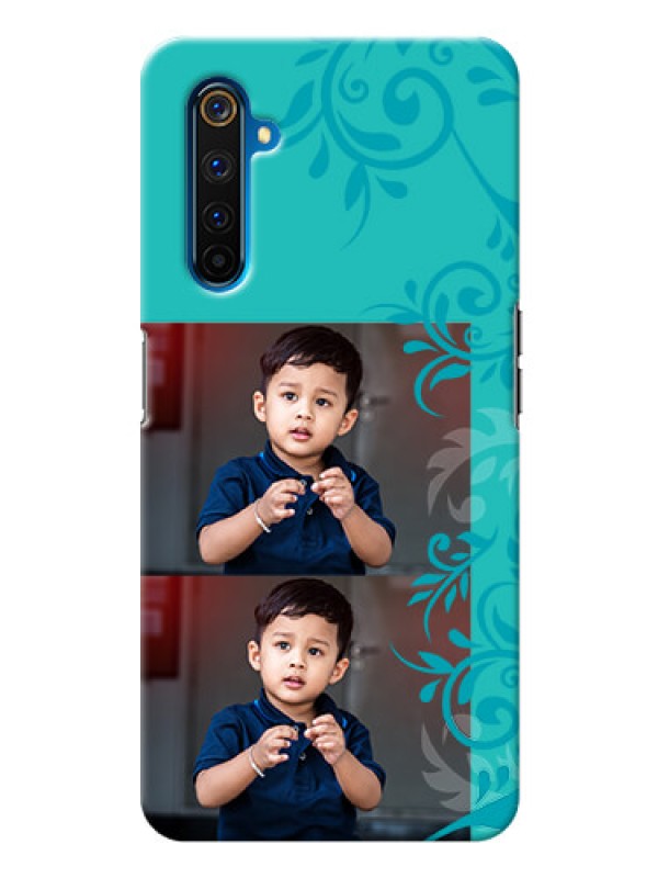 Custom Realme 6 Pro Mobile Cases with Photo and Green Floral Design 